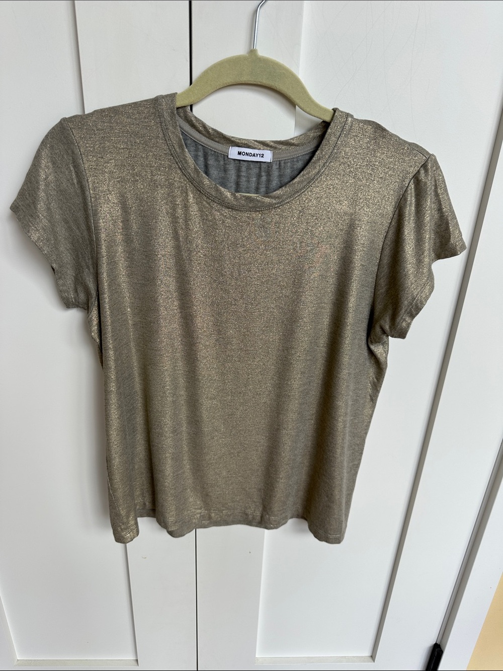 Metallic Gold Short Sleeve Crew Tee Size S